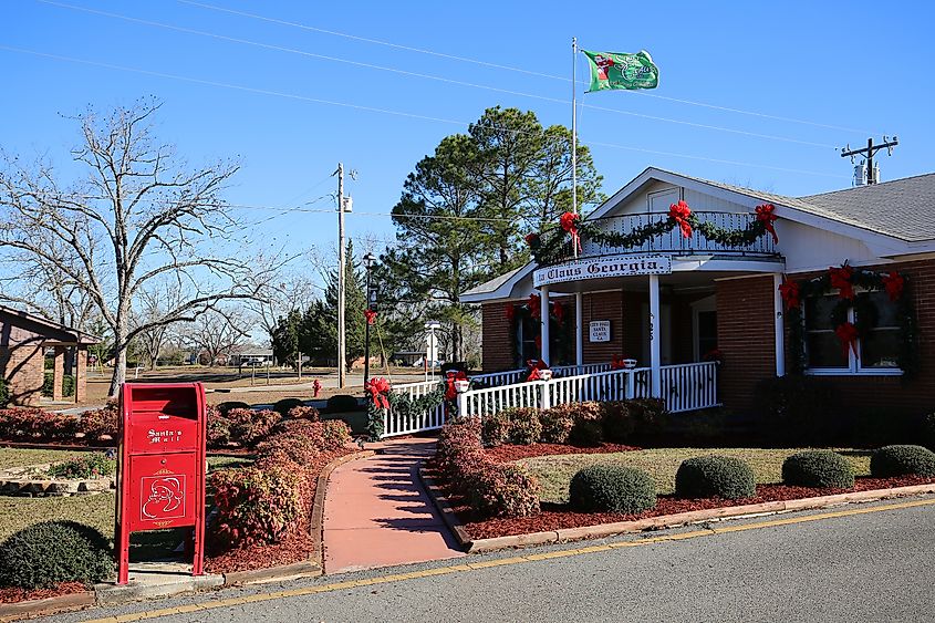 Santa Claus official mailbox in front of City Hall in Santa Claus, Georgia