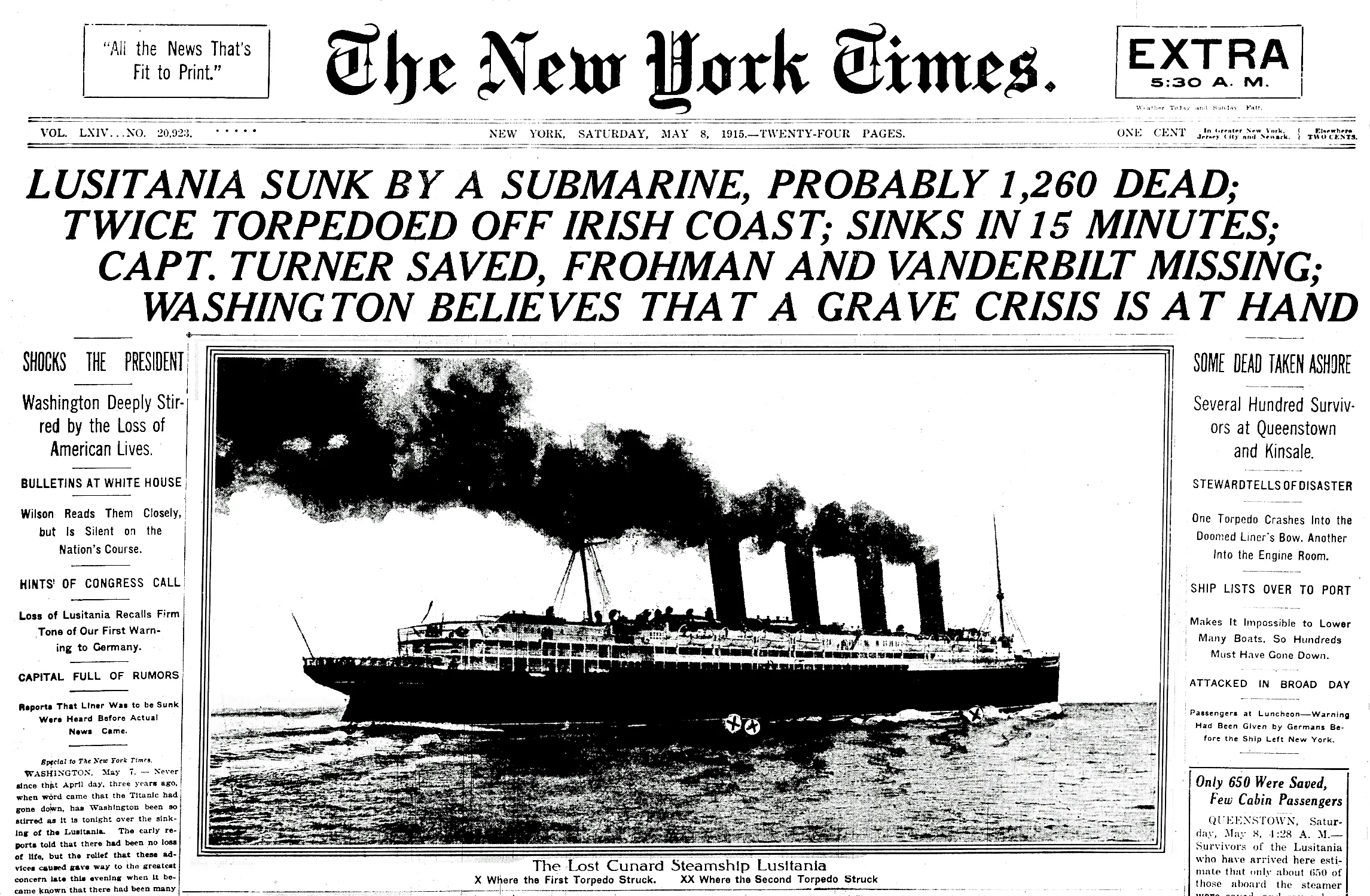 The New York Times article expressed the immediate recognition of the serious implications of the sinking