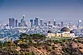 The Griffith Observatory with the Los Angeles skyline in the background.