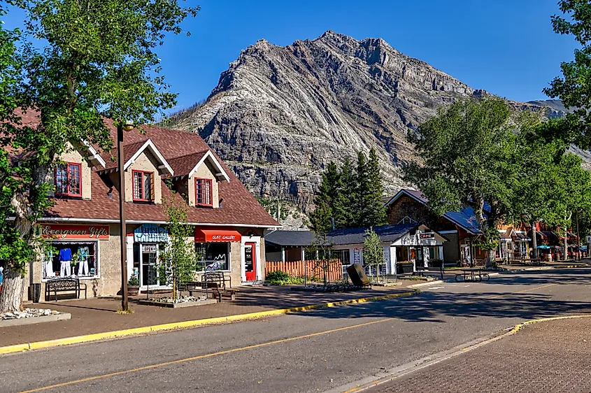 Views of the main street in Waterton, Alberta.