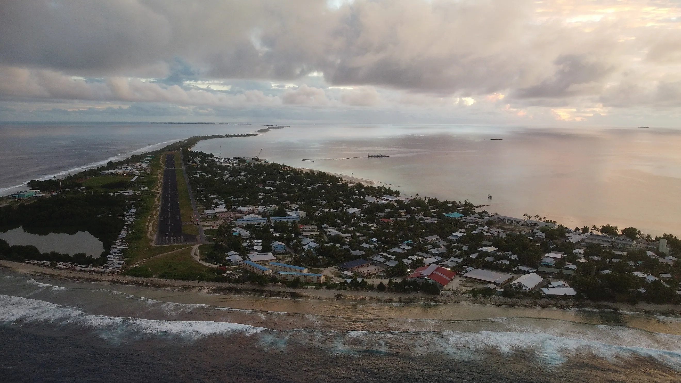  Village of Vaiaku on Funafuti atoll. The atoll serves as the capital of the island nation of Tuvalu.